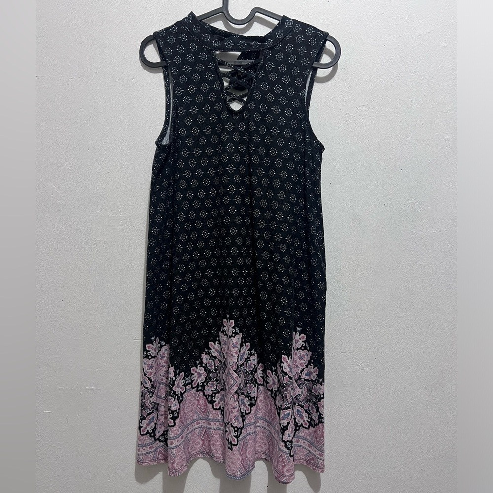 No Boundaries Mock Ink Dress W/ Caging